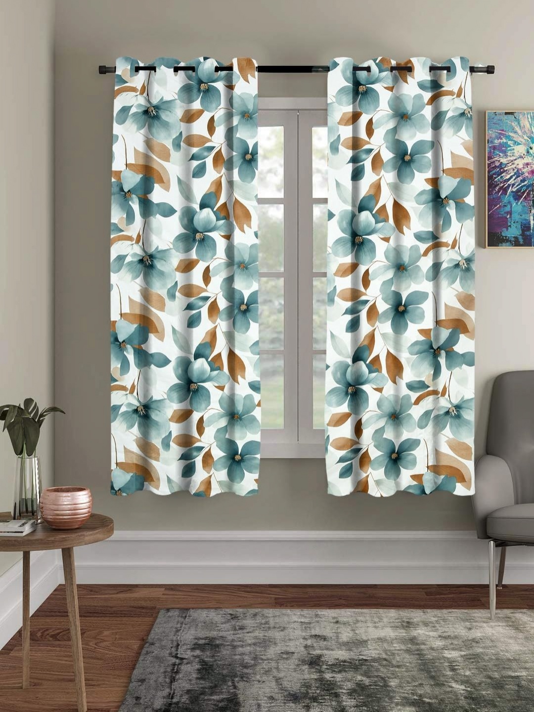 

Myntra Elegant Homes White & Brown Set of 2 Floral Sheer Window
