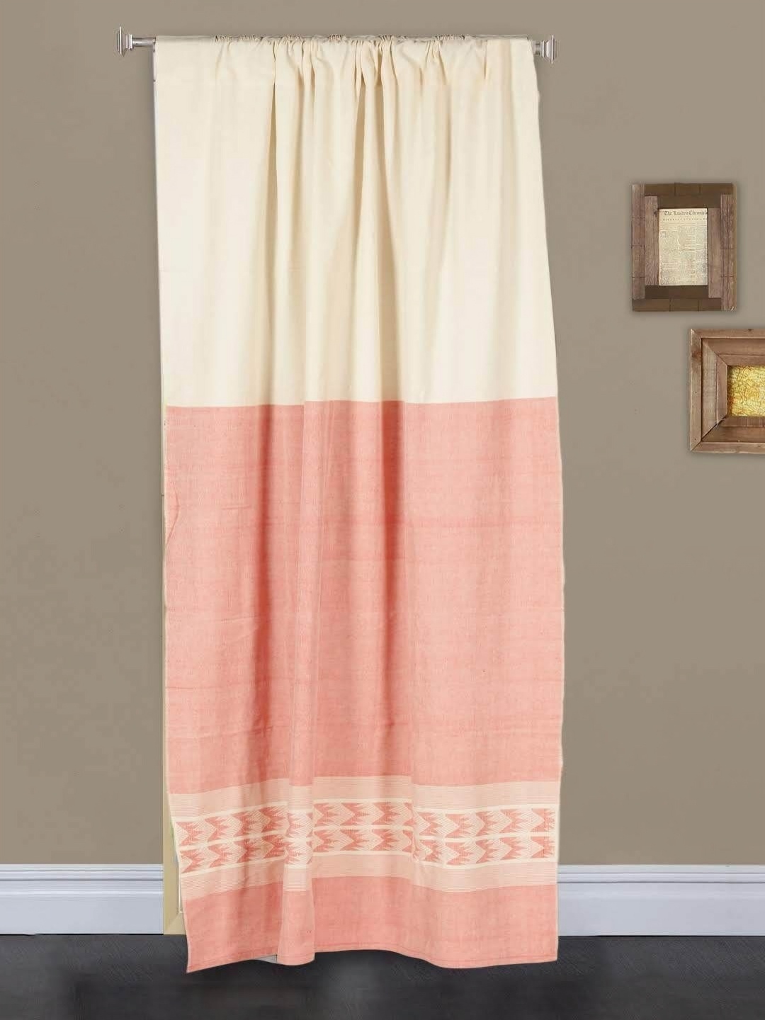 

ArtEastri Pink & Cream-Coloured Ethnic Motifs Window Curtain