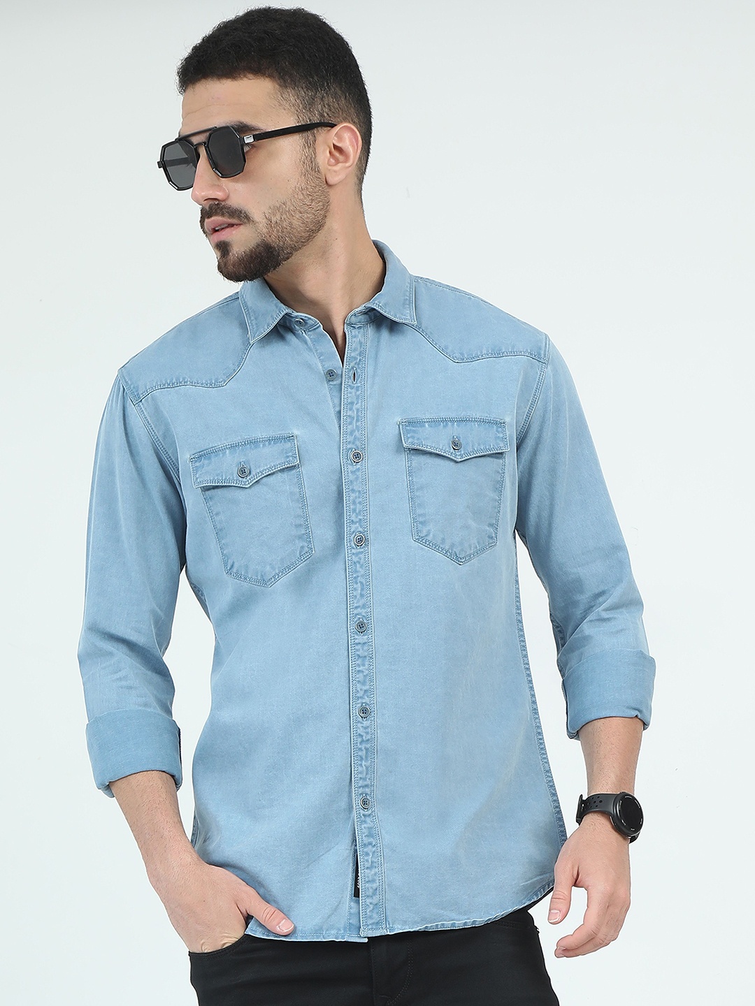 

RIGS AND RAGS Men Classic Opaque Casual Shirt, Turquoise blue