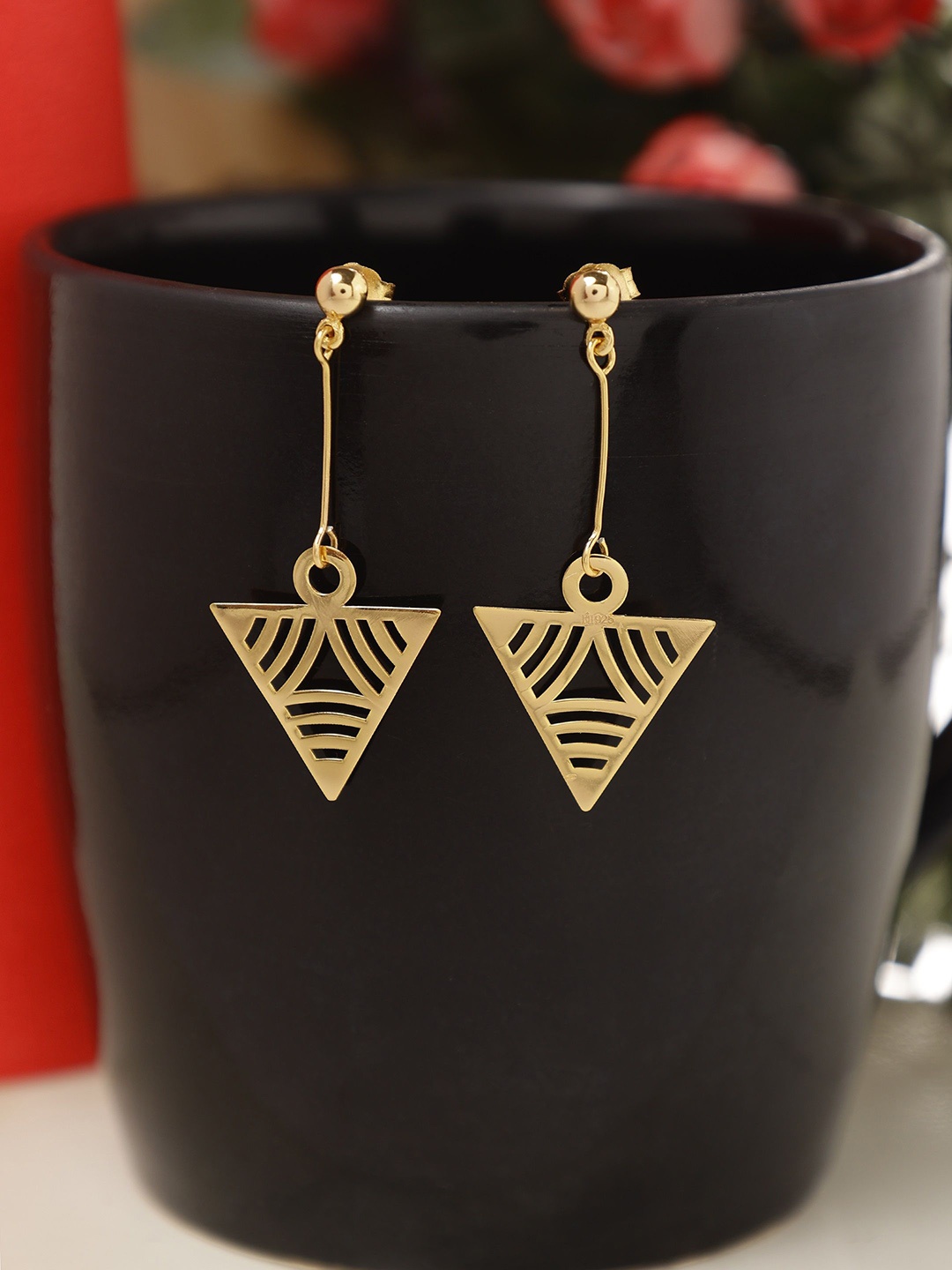 

DIAVO Gold Plated 925 Sterling Silver Contemporary Drop Earrings