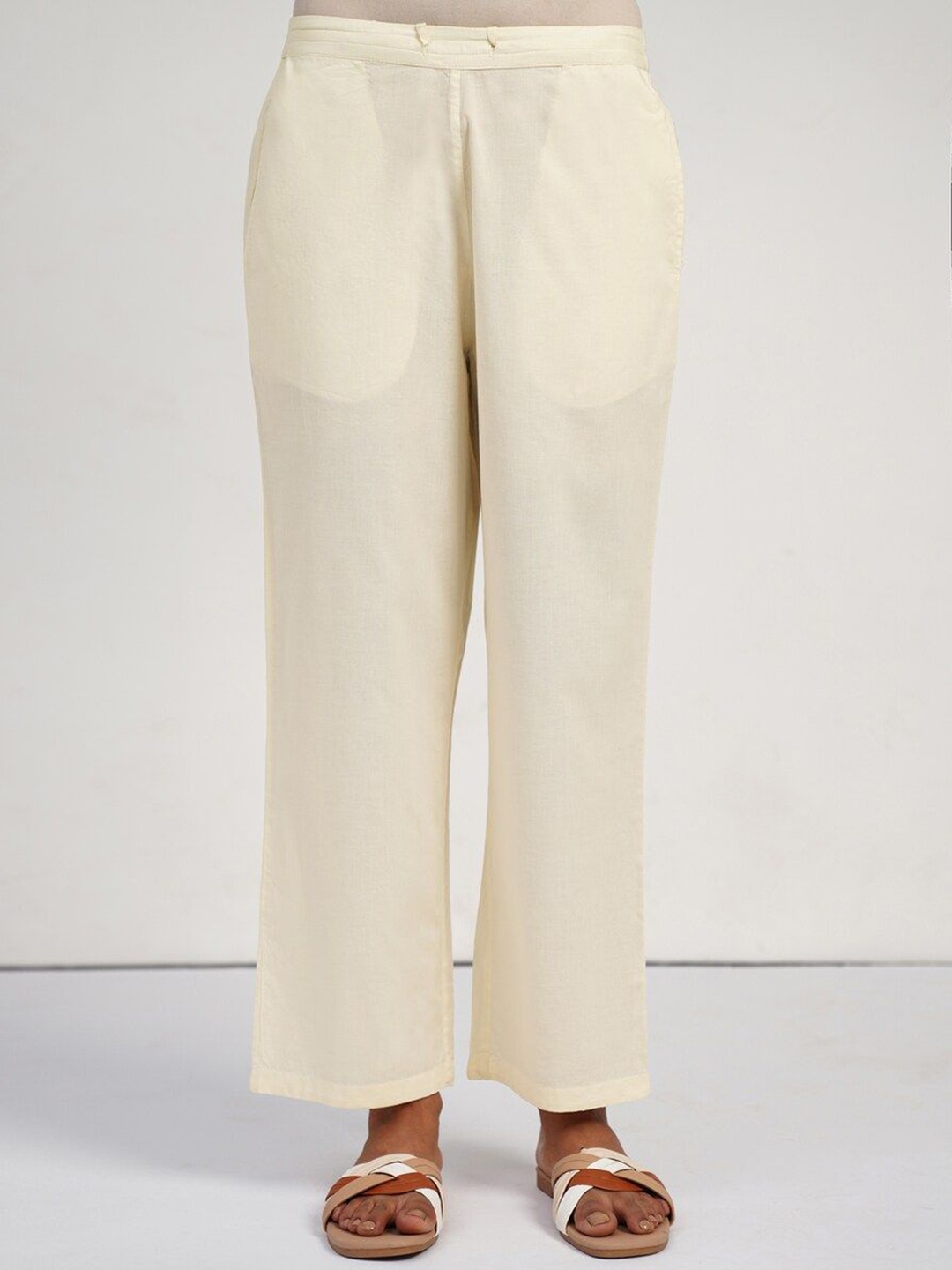 

JAYPORE Women Trousers, Cream