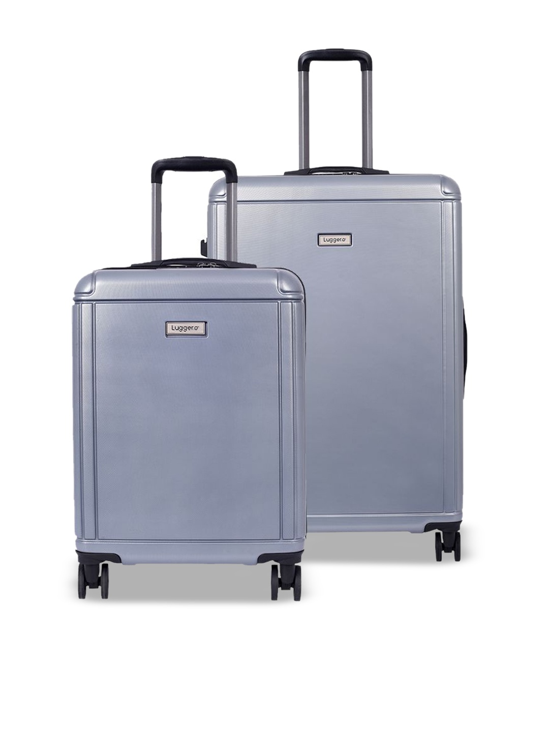 

Luggero Unisex Set Of 2 Textured Hard-Sided Trolley Bags, Silver