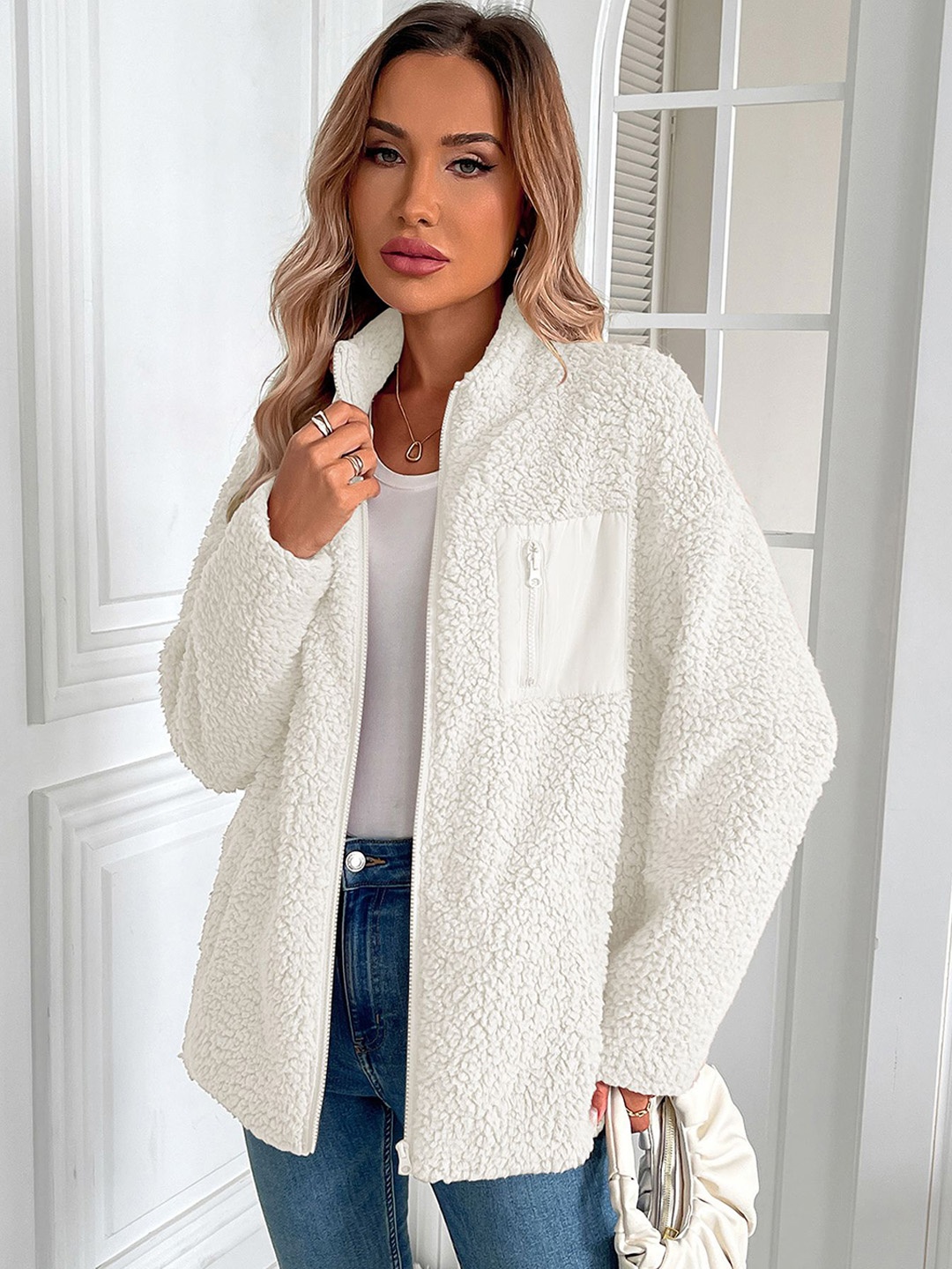 

StyleCast x Revolte Women Longline Open Front Jacket, White