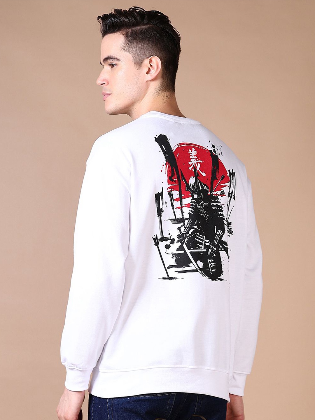 

V-Mart Men Cotton Graphic Printed Pullover Sweatshirt, White