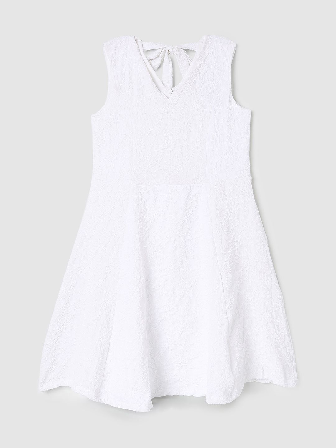 

max Girls Embroidered V-neck Fit & Flare Dress, Off white
