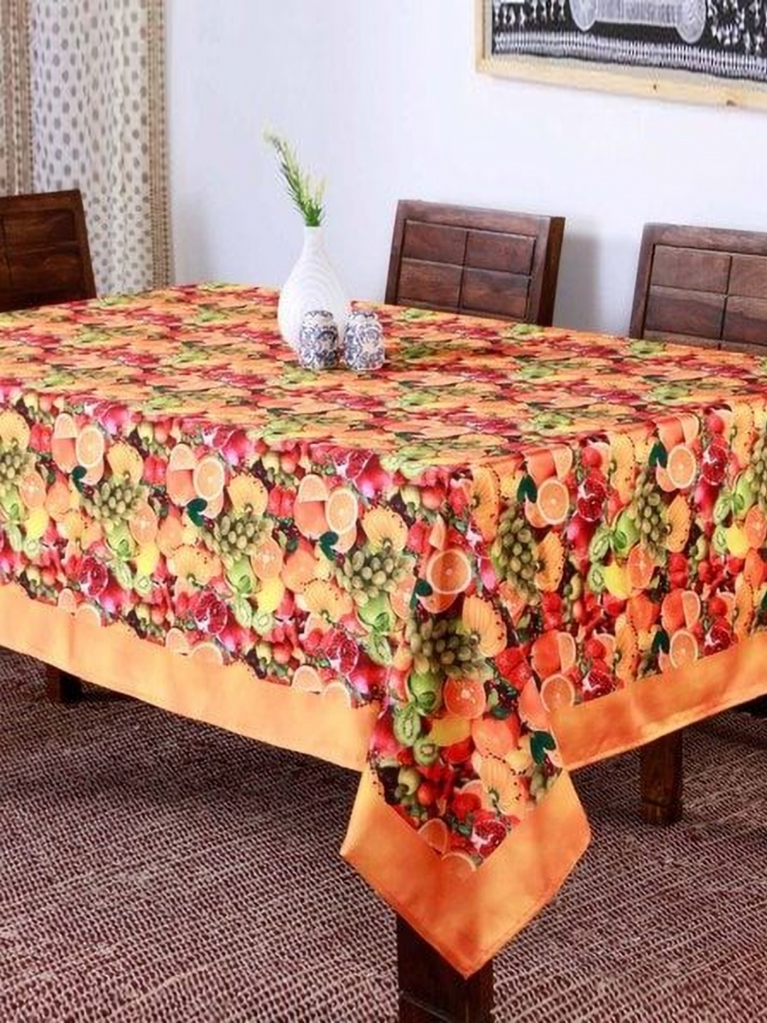 

Lushomes Yellow Fruit Printed 6-Seater Table Cover