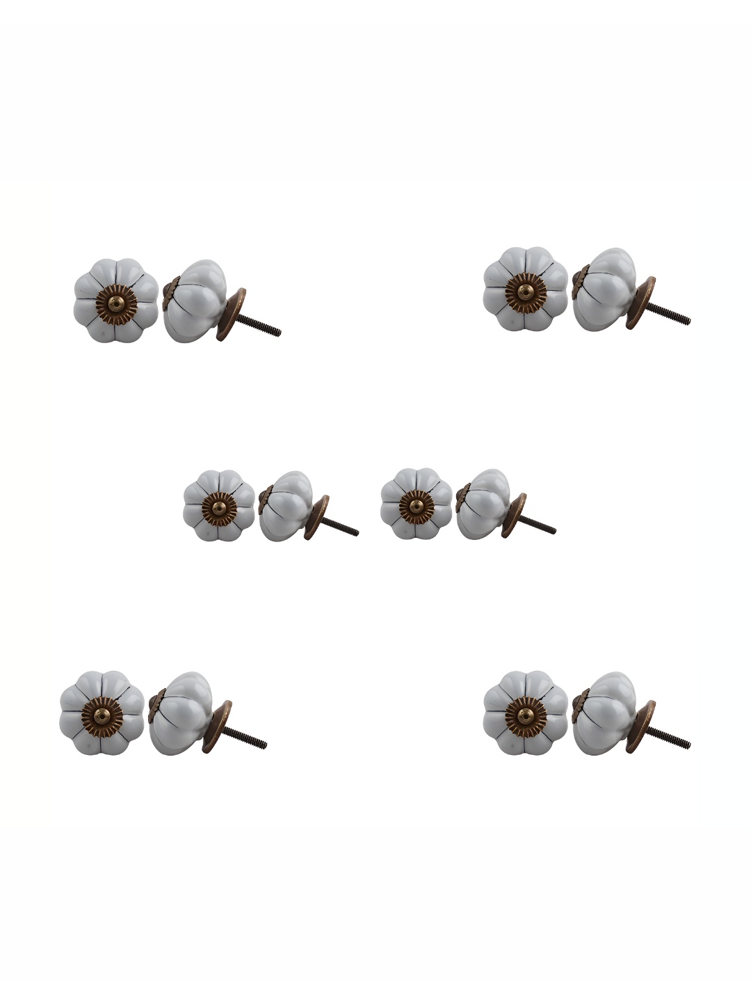 

Indianshelf 6-Pcs Grey Textured Ceramic Pumpkin Knobs