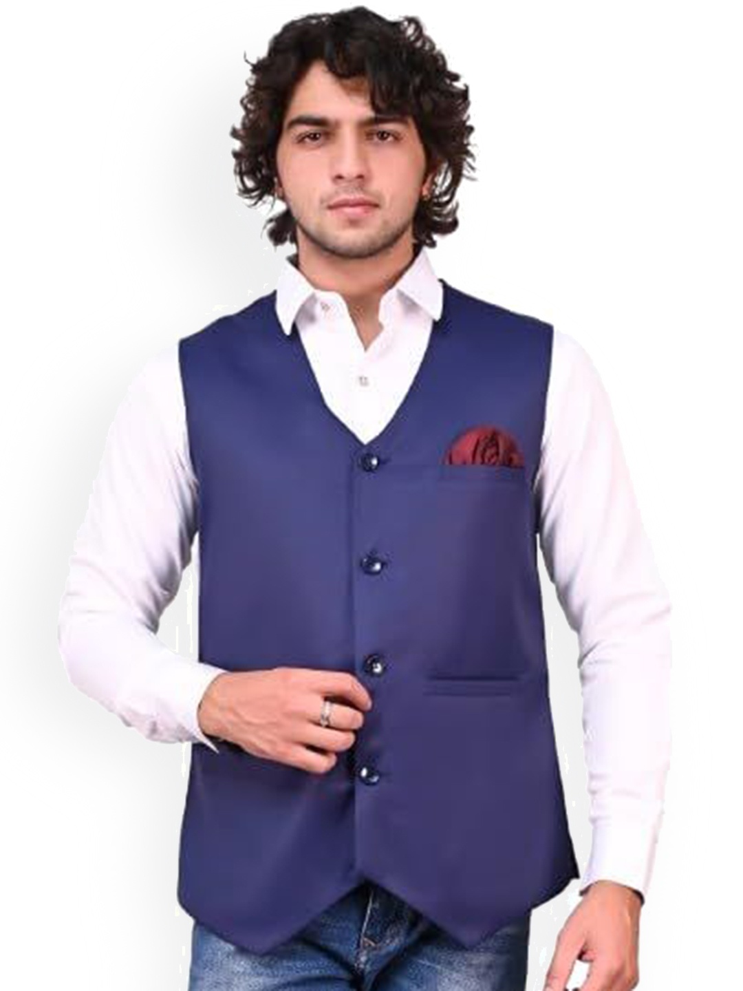 

Eliq Slim Fit V-Neck Waistcoat, Navy blue