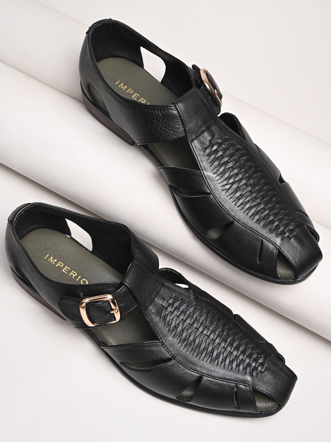 

Regal Men Leather Shoe-Style Sandals, Black