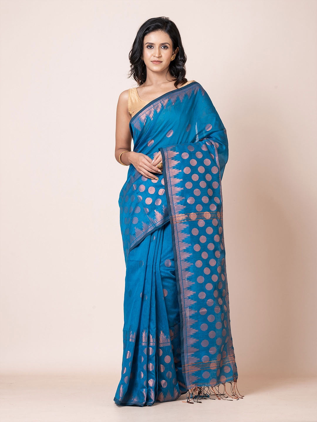 

PUKU Woven Design Zari Saree, Teal