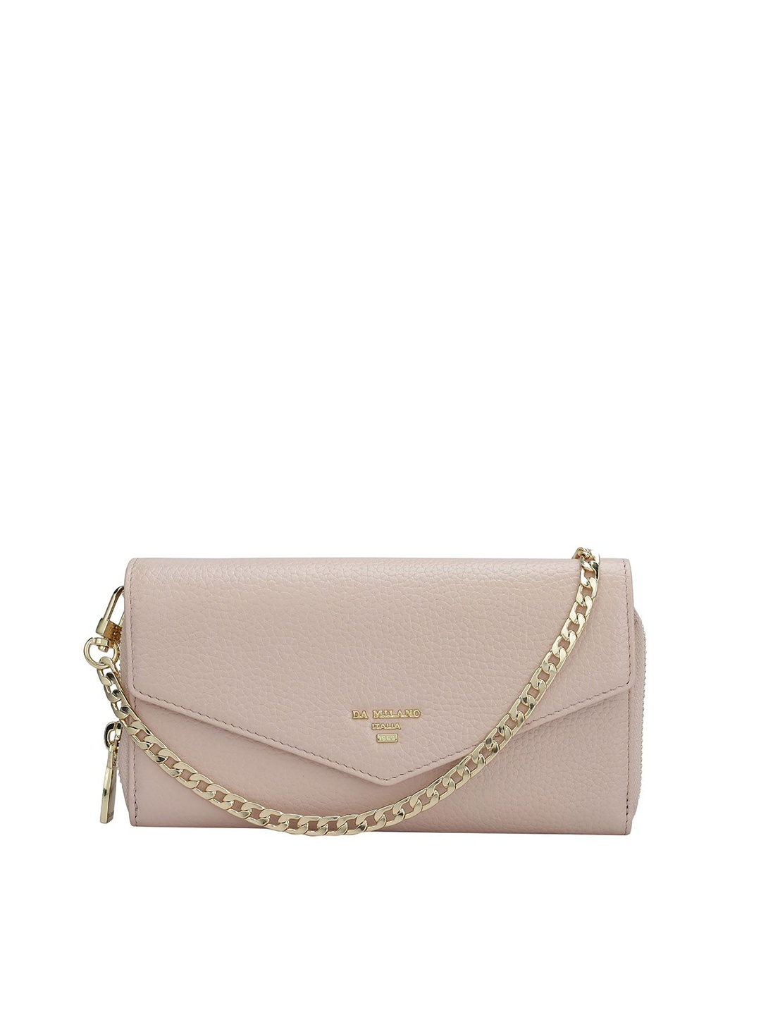 

Da Milano Women Textured Envelope Clutch, Pink