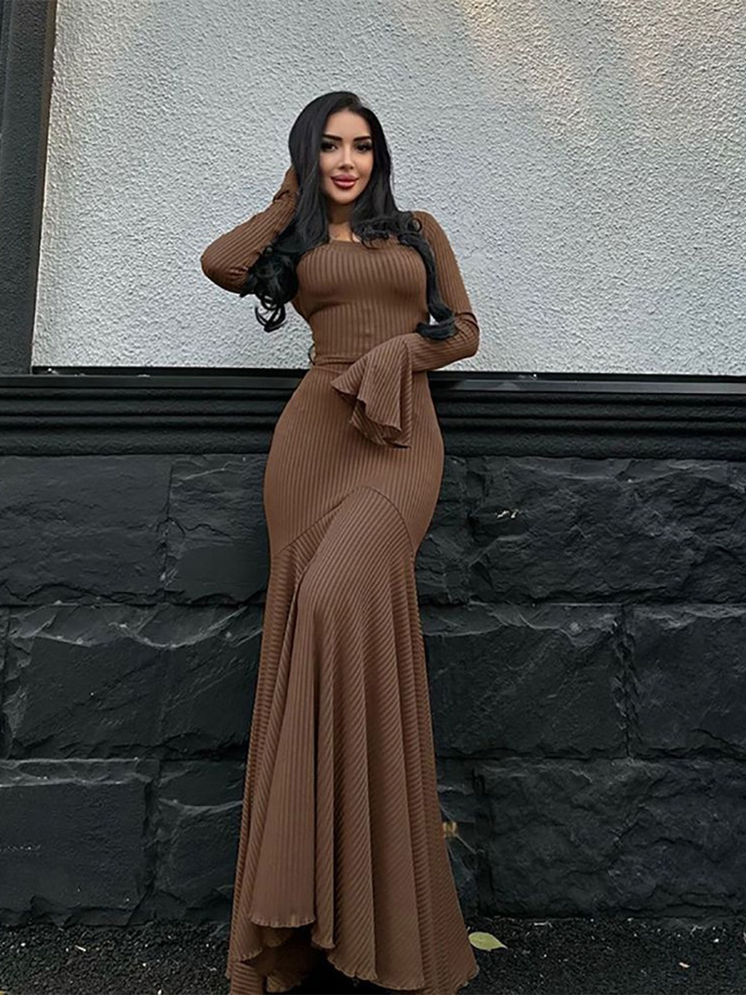 

StyleCast x Revolte Women Mermaid Bodycon Dress, Brown