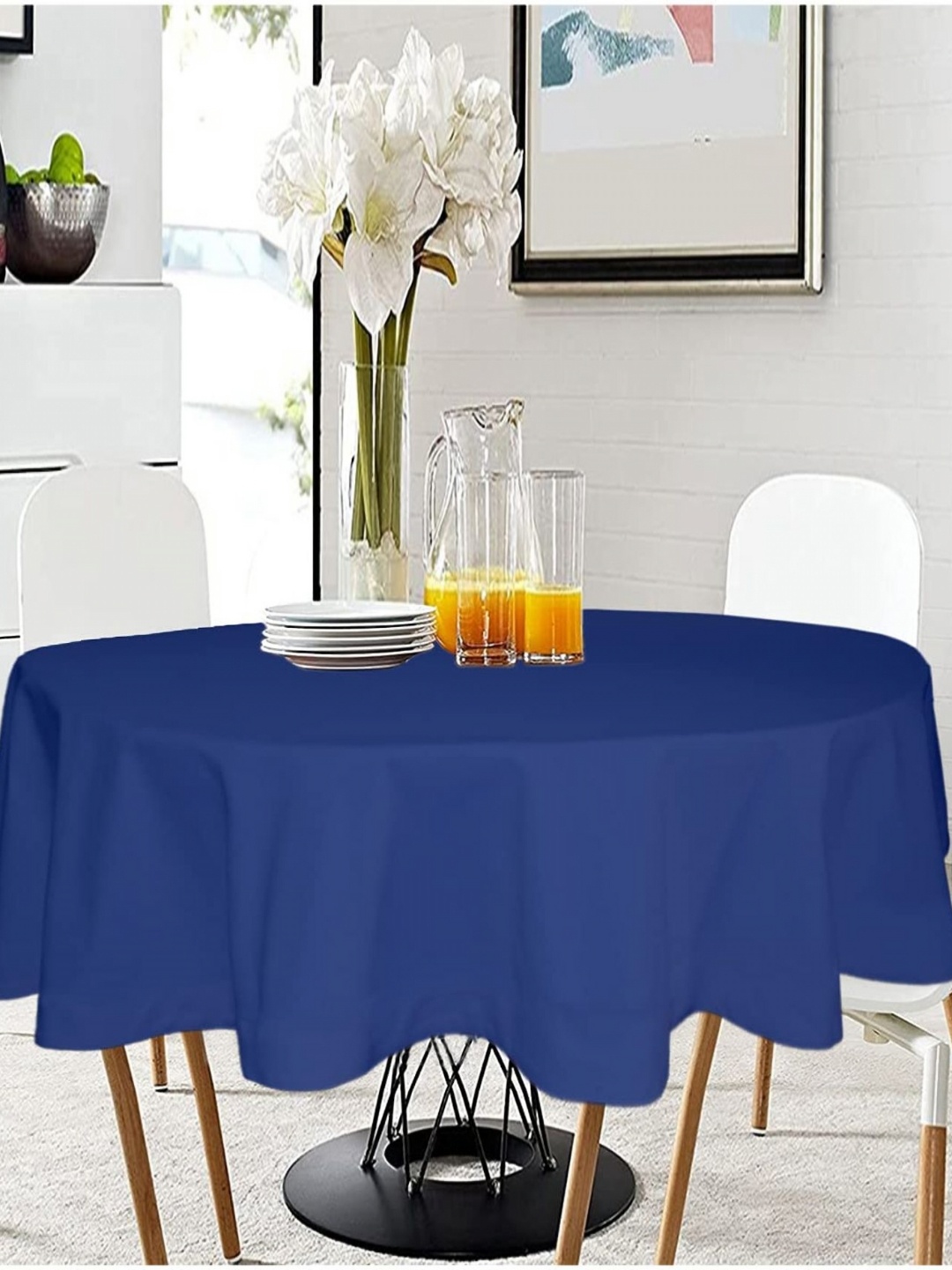 

Lushomes Blue Cotton Round 4-Seater Table Cover