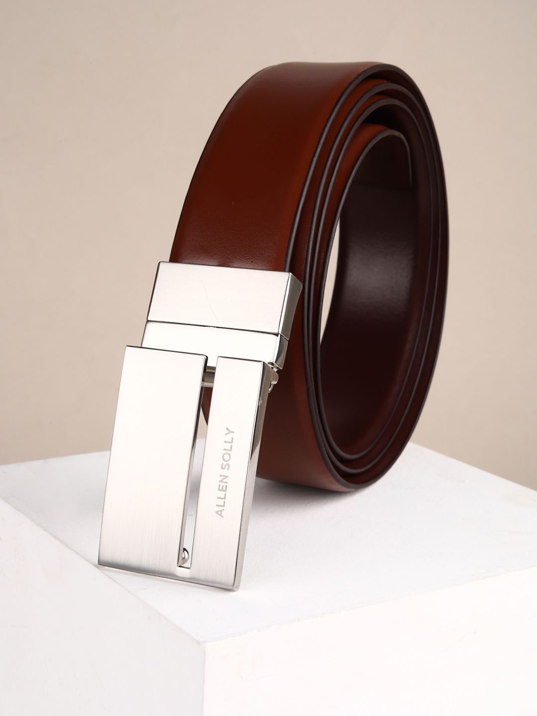 

Allen Solly Men Leather Formal Belt, Brown