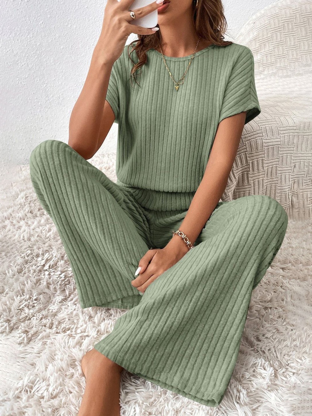 

StyleCast Women Ribbed Basic Jumpsuit, Olive