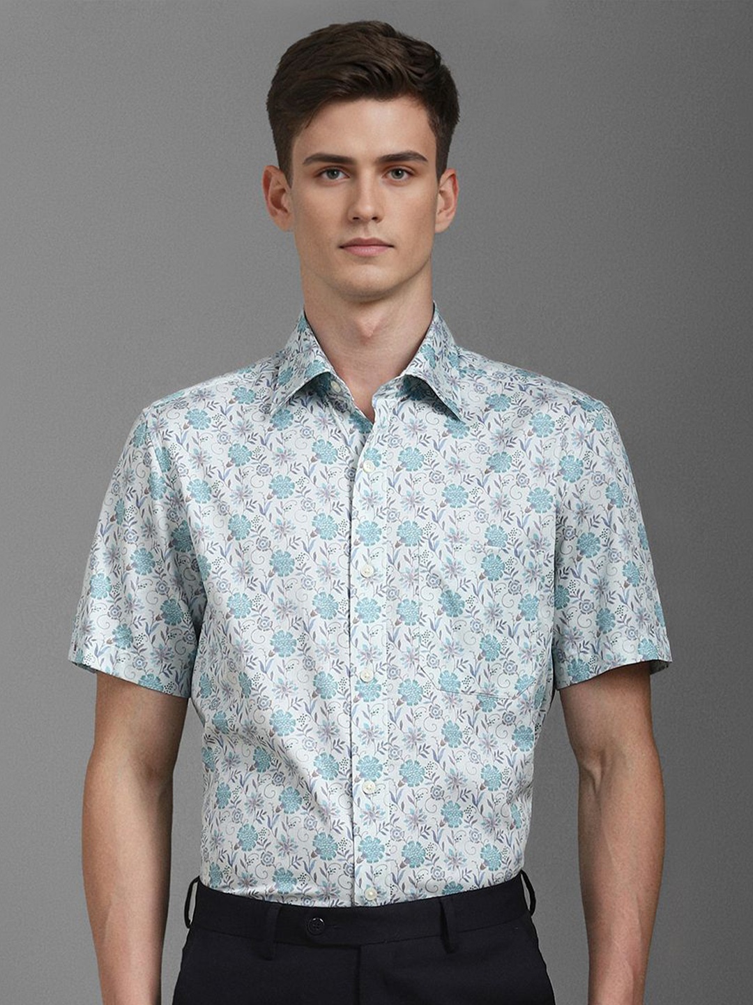 

Louis Philippe Men Classic Floral Opaque Printed Formal Shirt, White