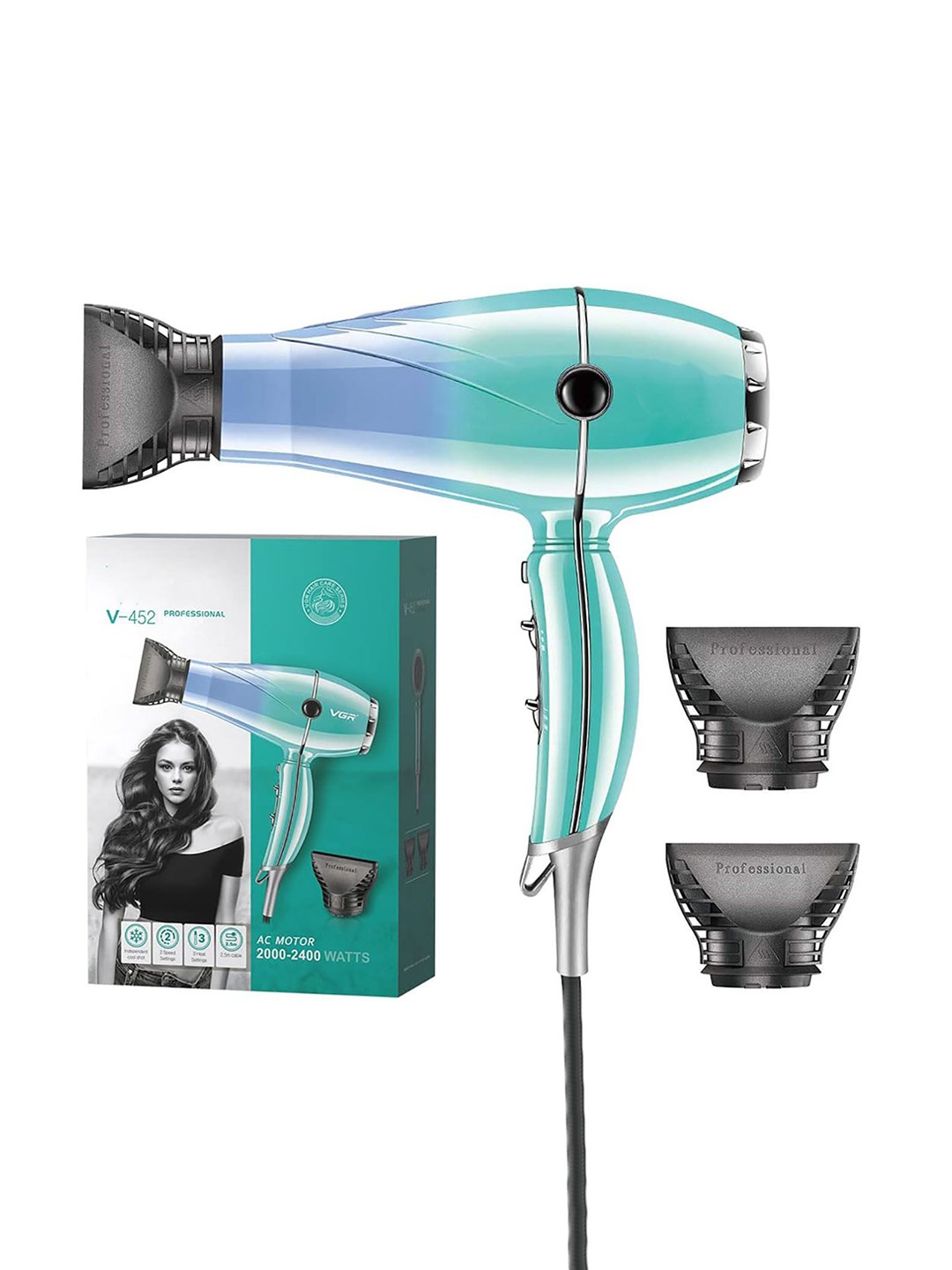 

vng V-452 Fast Drying Professional Hair Dryer, Green