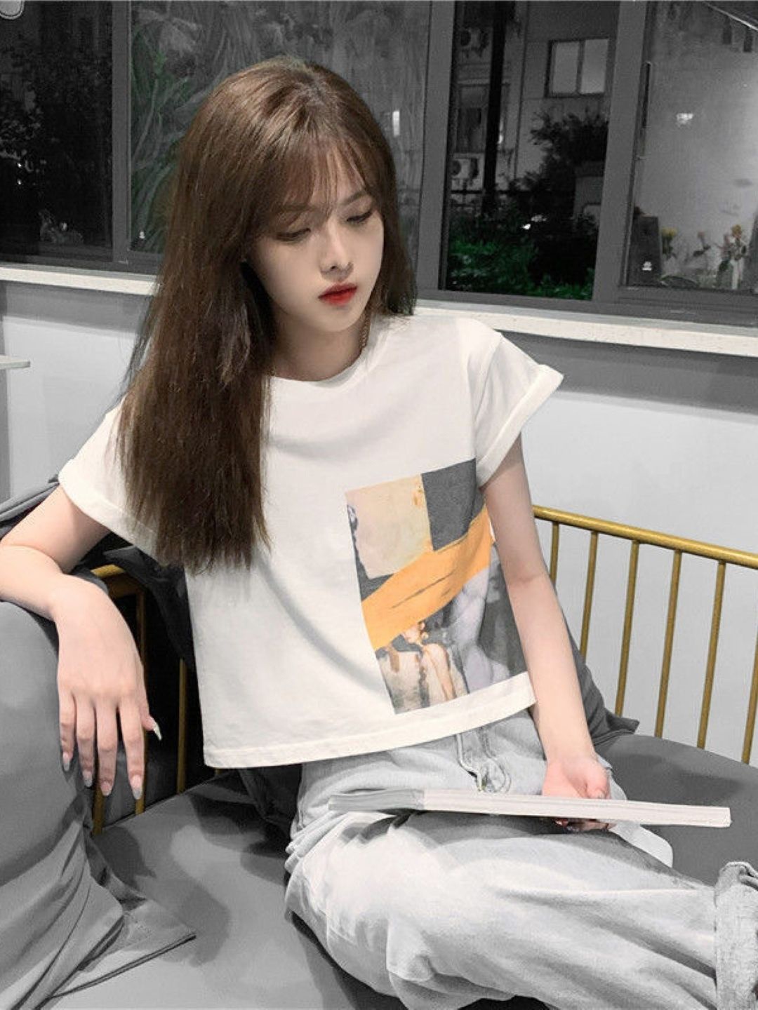 

StyleCast Print Crop Top, White