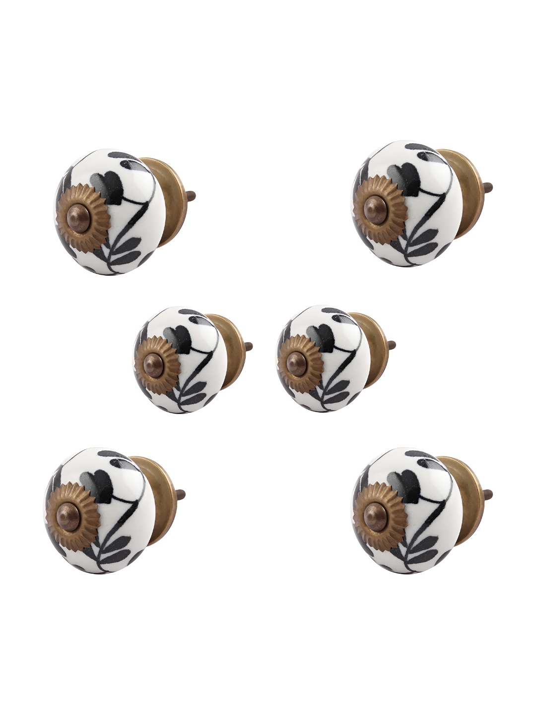 

Indianshelf 6Pcs Black & White Textured Ceramic Knobs