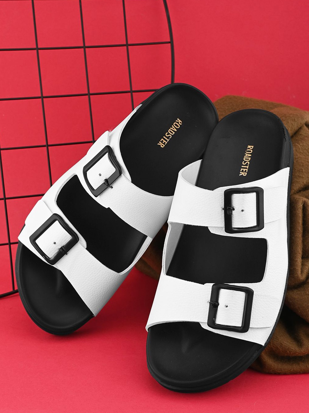 

The Roadster Lifestyle Co Men Double Strap Comfort Sandals, White