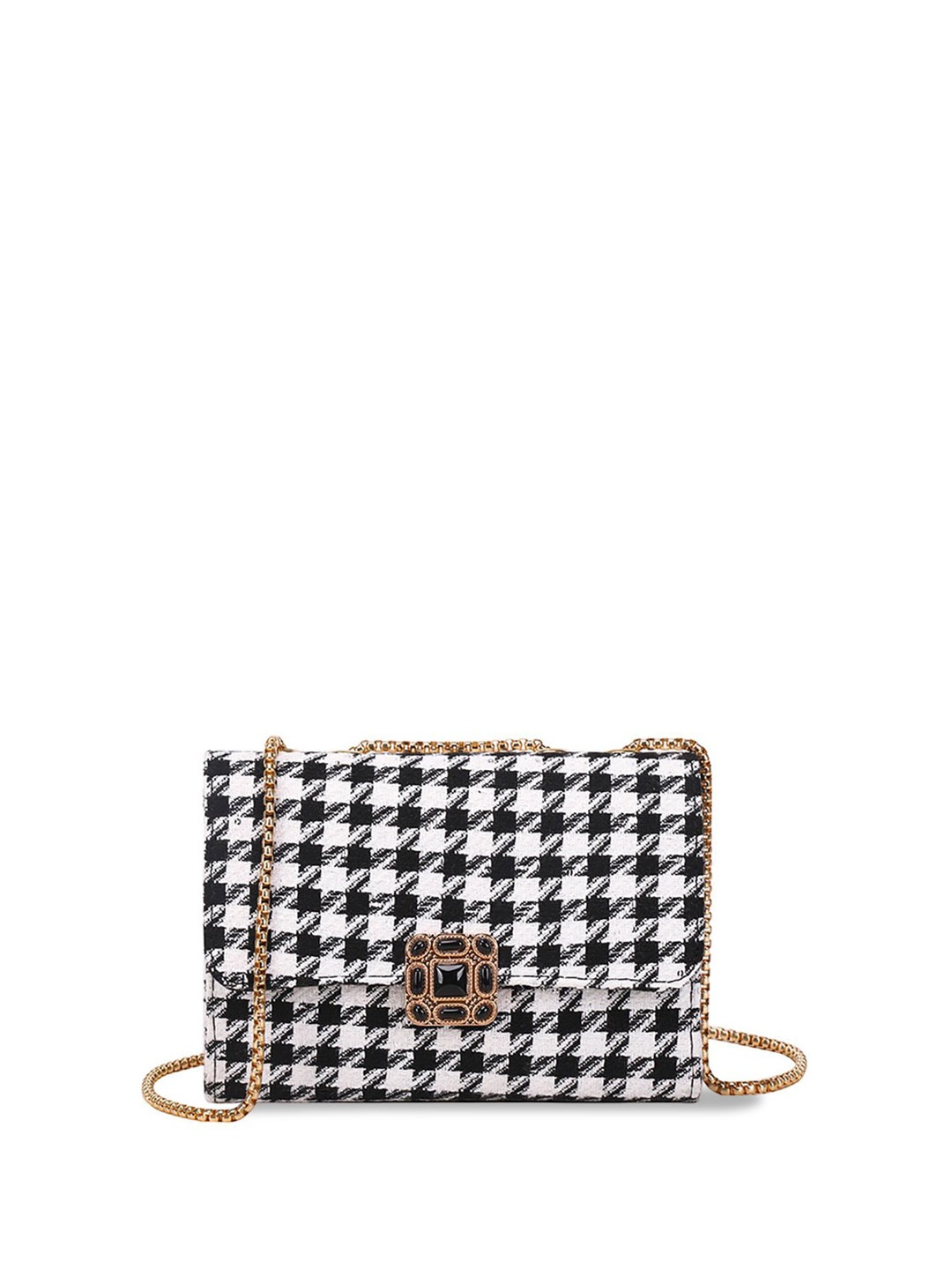 

StyleCast x Revolte Checked PU Swagger Sling Bag with, Black