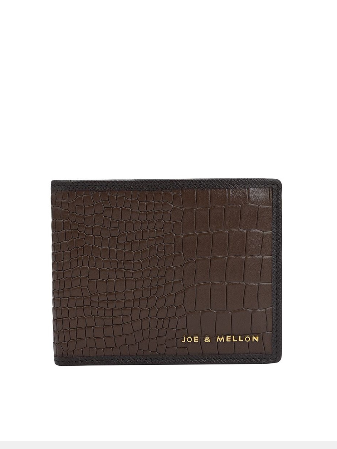 

Joe & Mellon Men RFID Textured Leather Two Fold Wallet, Brown