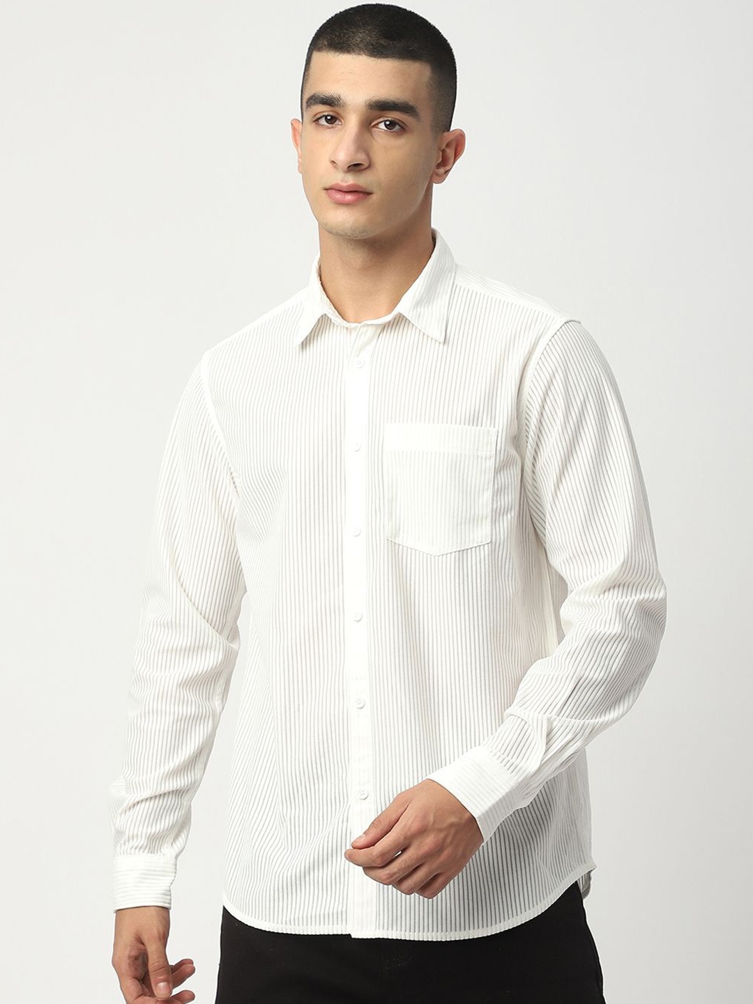 

R&B Men Opaque Casual Shirt, White