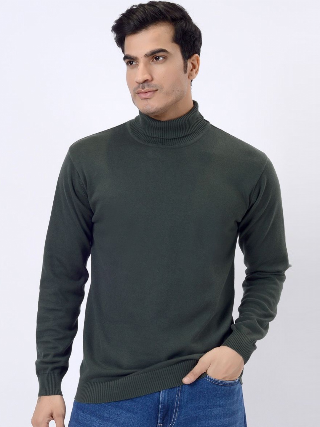 

JADE BLUE Men High Neck T-shirt, Green