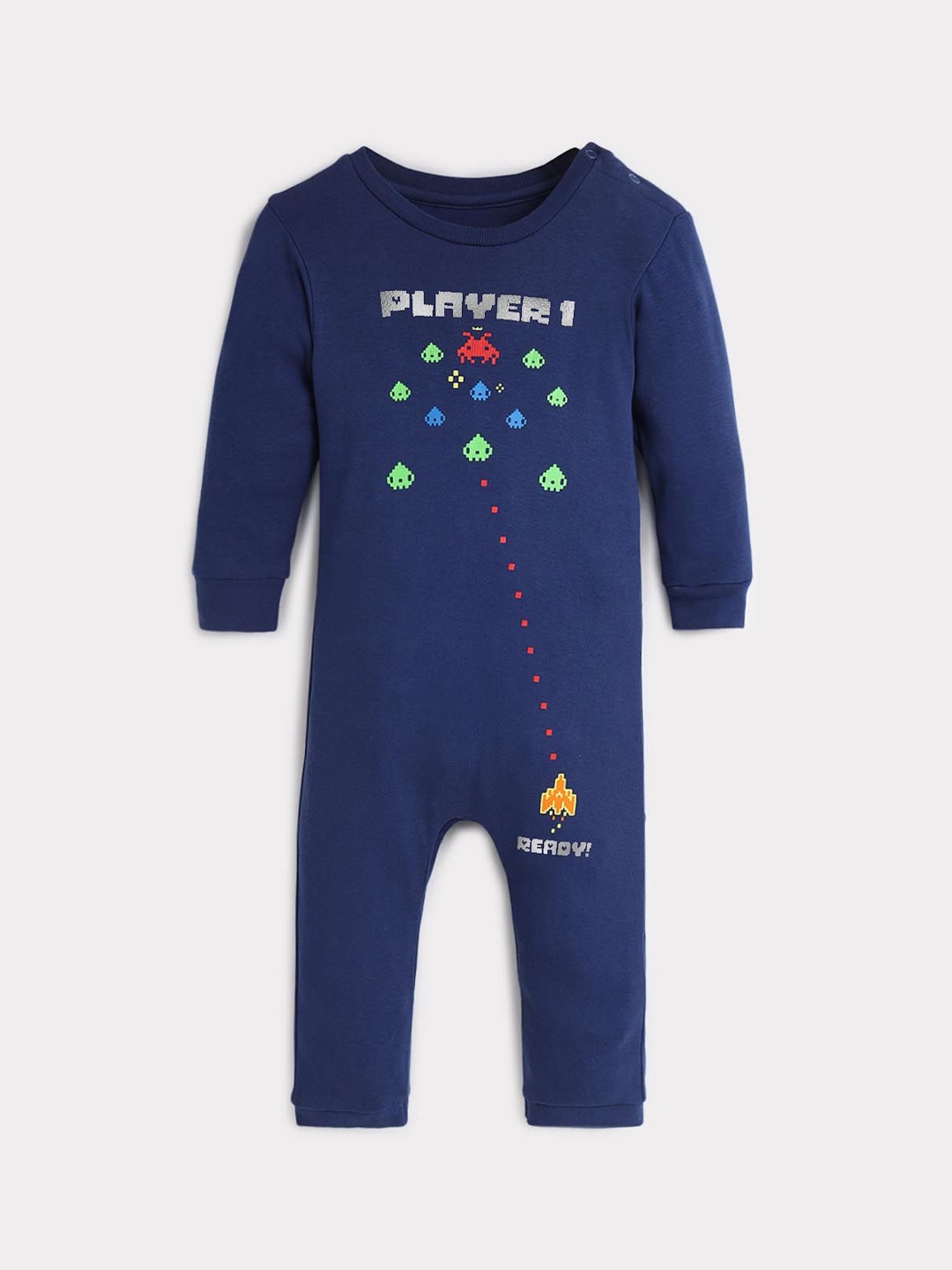 

Somersault Infants Boys Printed Cotton Rompers, Blue