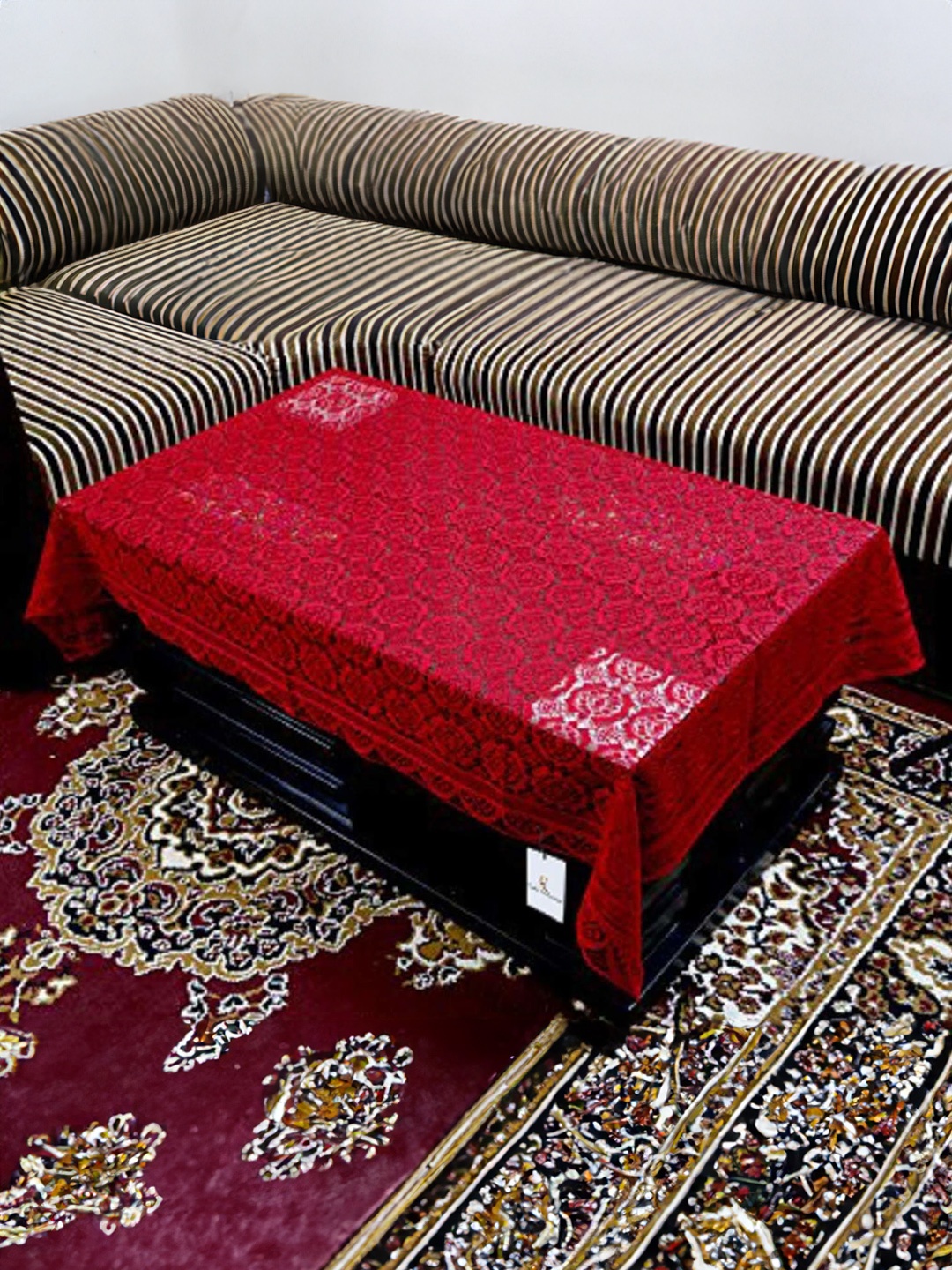 

Kuber Industries Maroon Floral Cotton 4-Seater Table Cover