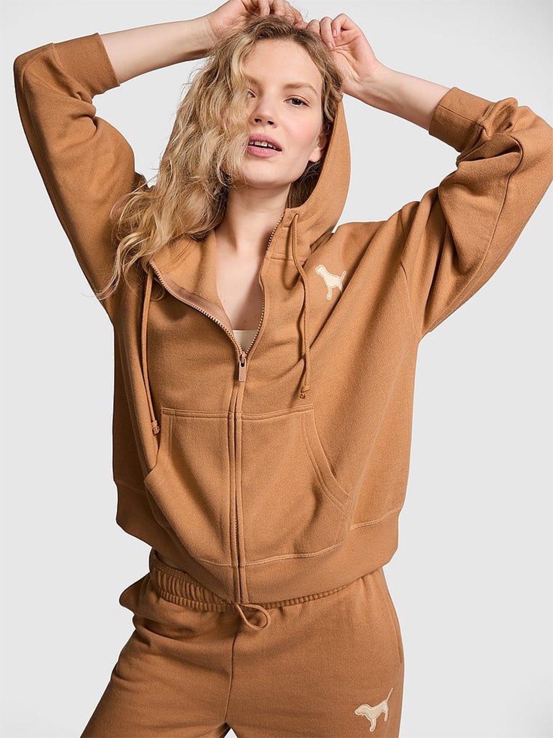 

Victoria's Secret Women Hooded Long Sleeves Sweatshirt, Beige