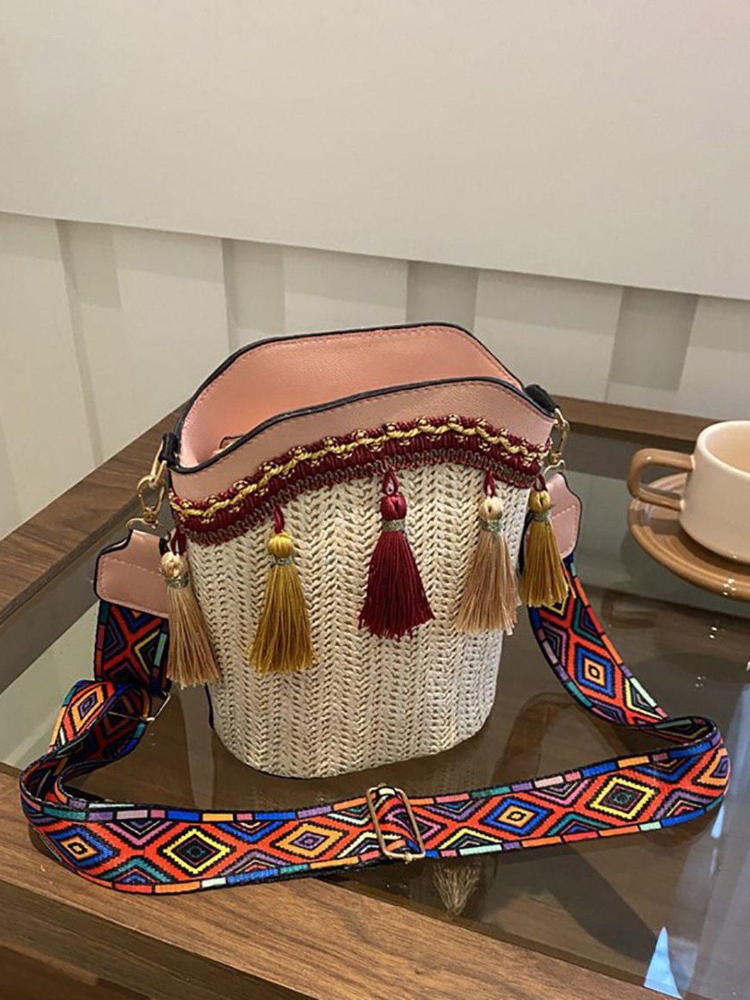 

StyleCast x Revolte Bucket Sling Bag with Applique, Pink
