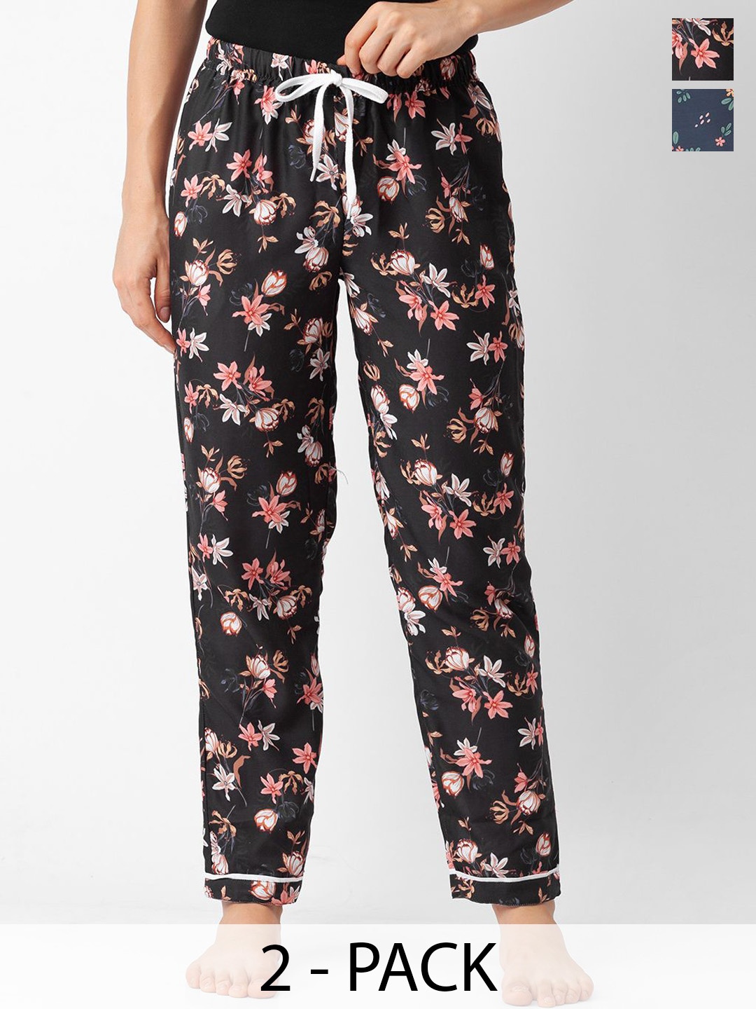 

FashionRack Women Pack Of 2 Printed Lounge Pants, Black