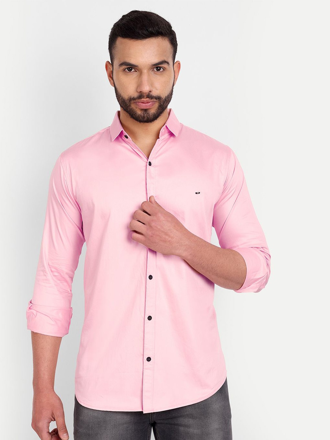 

WILNERCROWN Men Classic Opaque Casual Shirt, Pink