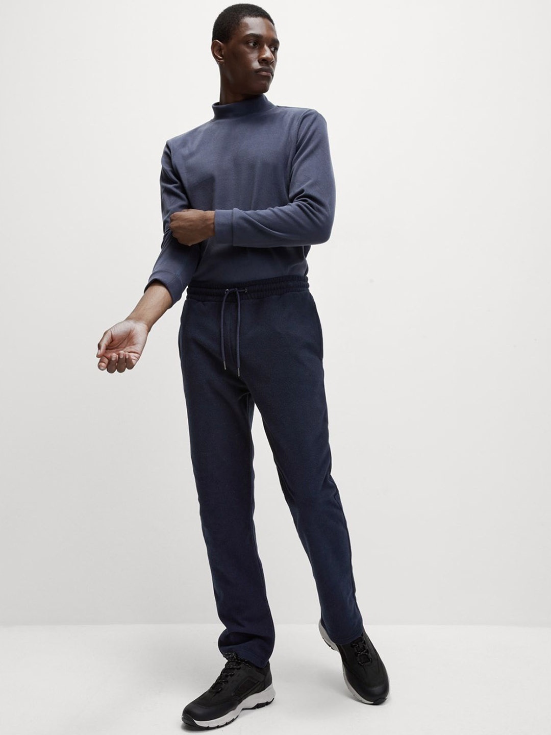

Marks & Spencer Men Regular Fit Mid-Rise Track Pants, Navy blue