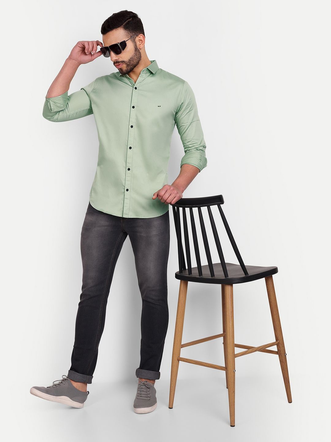 

WILNERCROWN Men Classic Opaque Casual Shirt, Green
