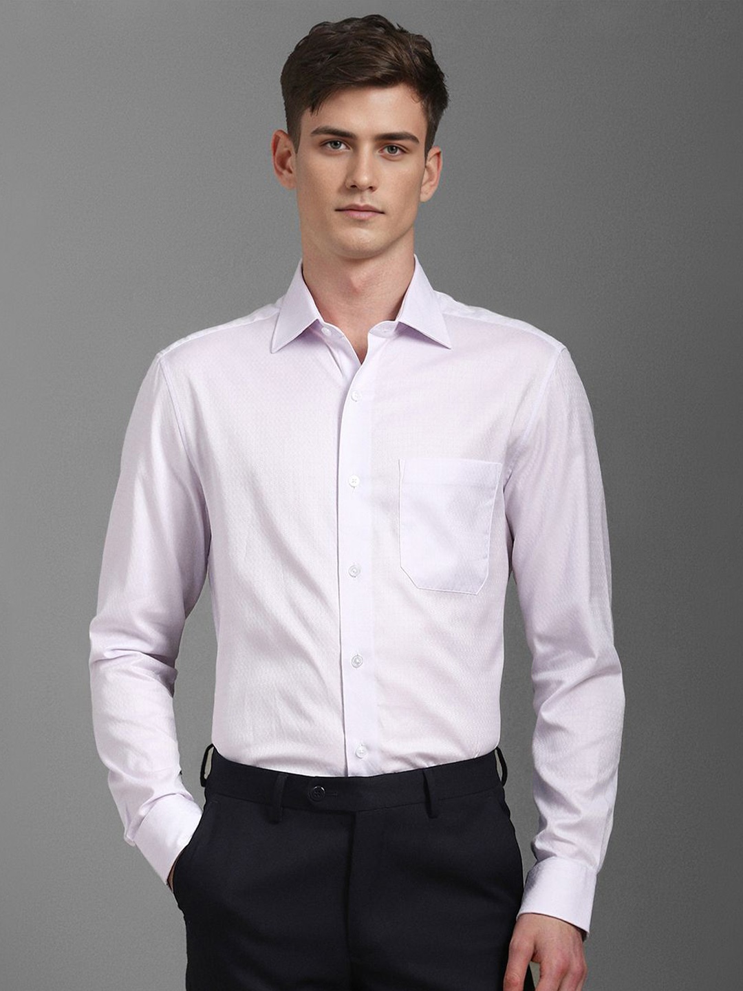 

Louis Philippe Men Classic Opaque Formal Shirt, Lavender