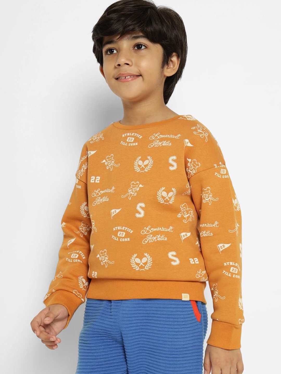 

Somersault Kids Printed Round Neck Cotton Sweatshirt, Brown