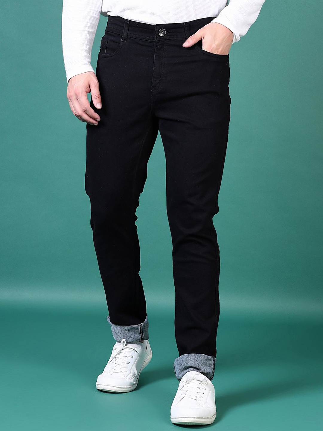 

V-Mart Men Regular Fit Light Fade Stretchable Cotton Jeans, Black