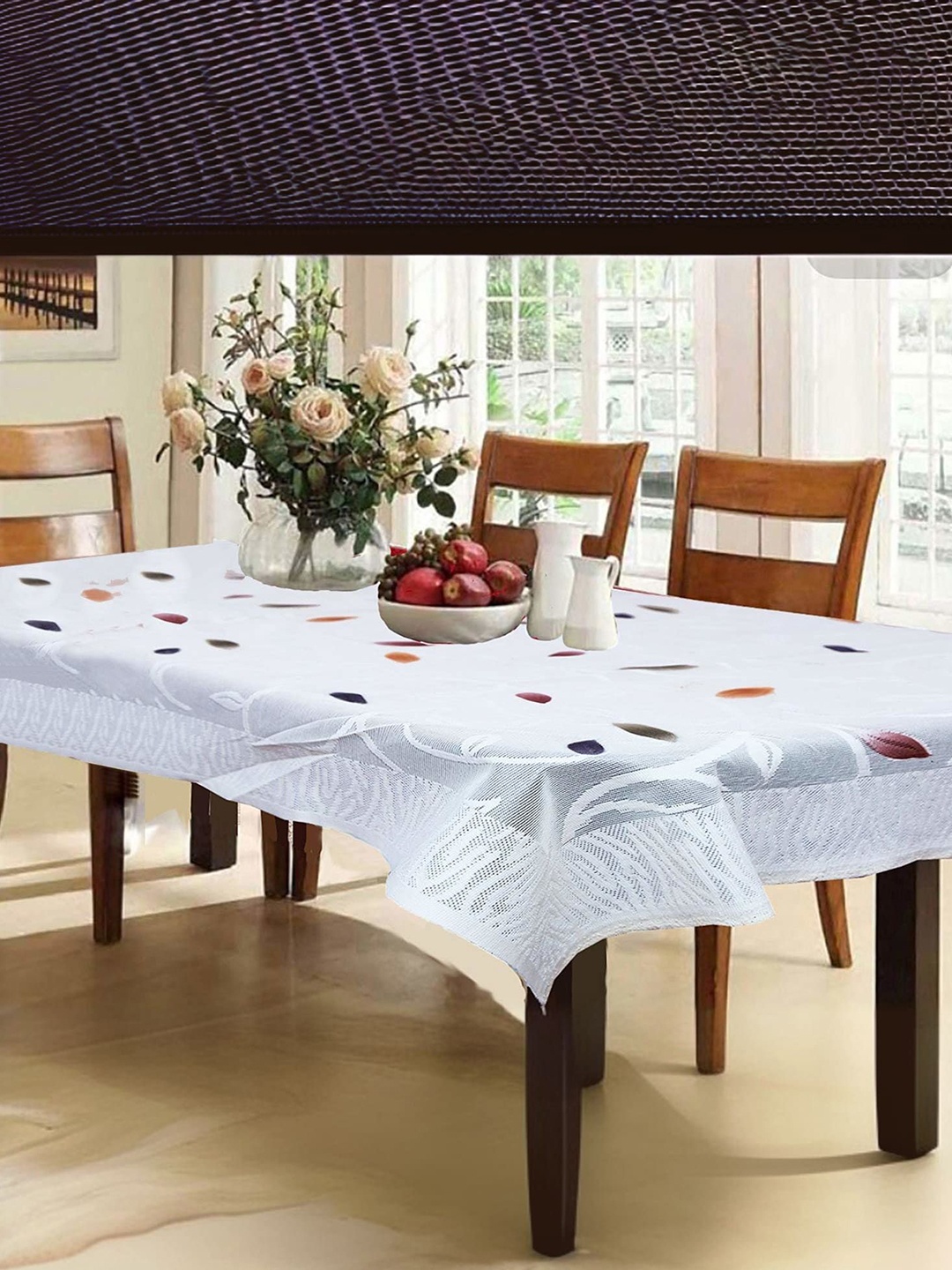 

Kuber Industries White Ethnic Motifs Cotton 6-Seater Table Cover
