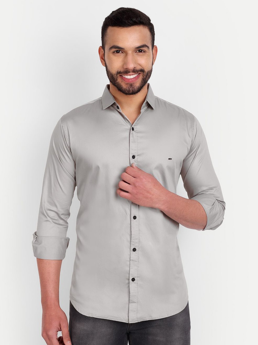 

WILNERCROWN Men Classic Opaque Casual Shirt, Grey