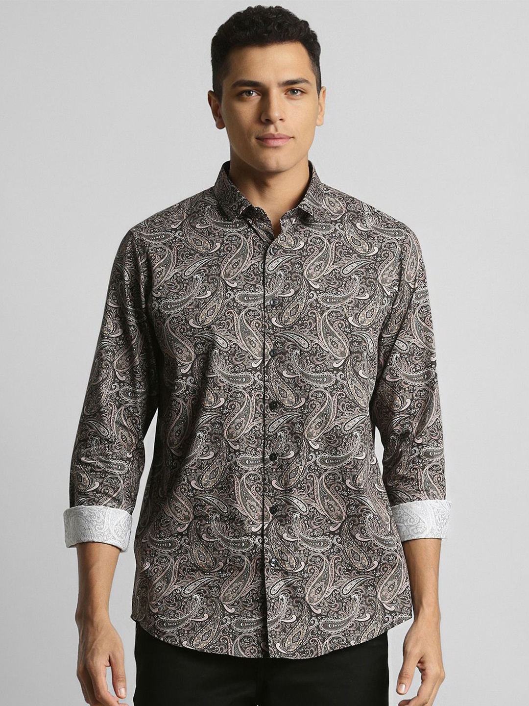 

SIMON CARTER LONDON Men Slim Fit Floral Opaque Printed Casual Shirt, Charcoal