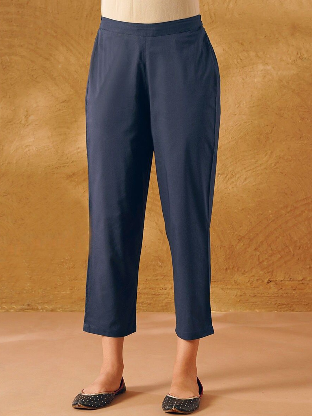 

JAYPORE Women Loose Fit Culottes Trousers, Blue