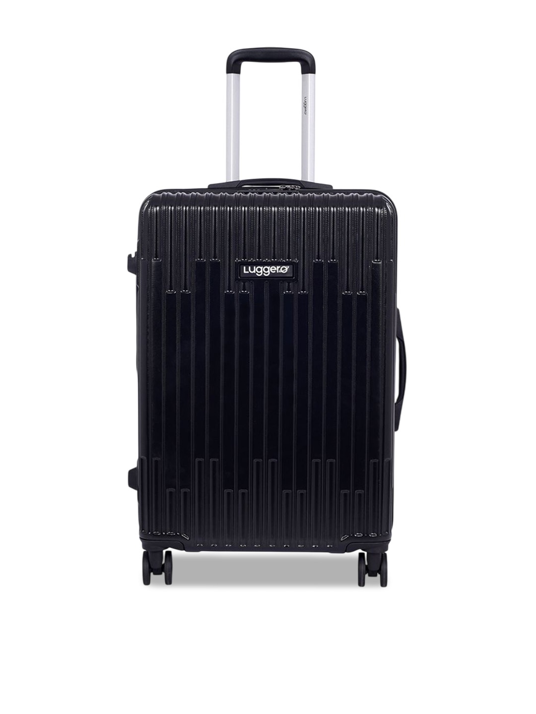 

Luggero Unisex Striped Hard-Sided Large Trolley Bag, Black