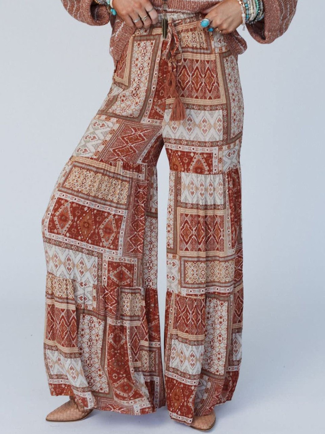 

StyleCast Women Ethnic Motifs Printed Regular Fit Wide Leg Trouser, White