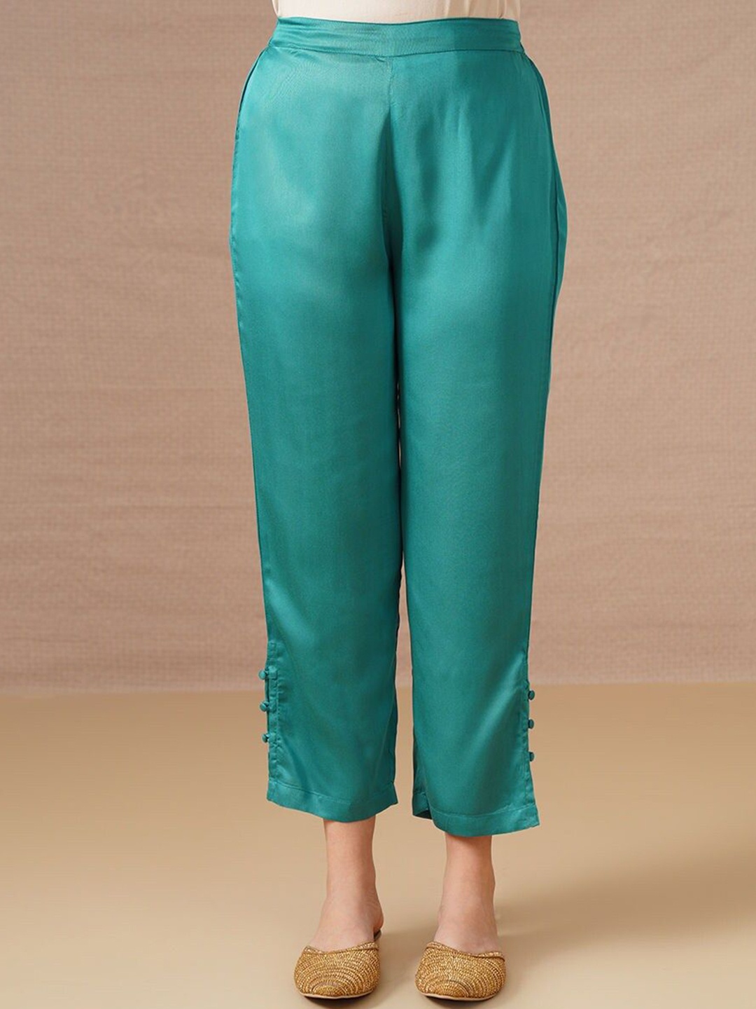 

JAYPORE Women Slim Fit Culottes Trousers, Teal