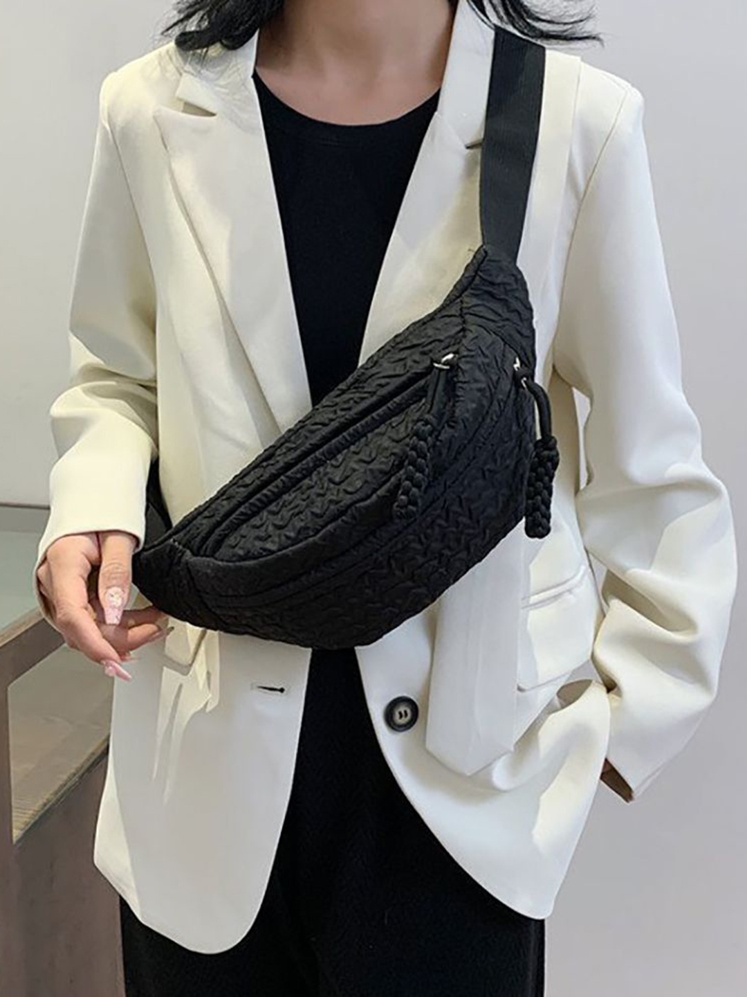 

StyleCast x Revolte Textured Hobo Bag, Black