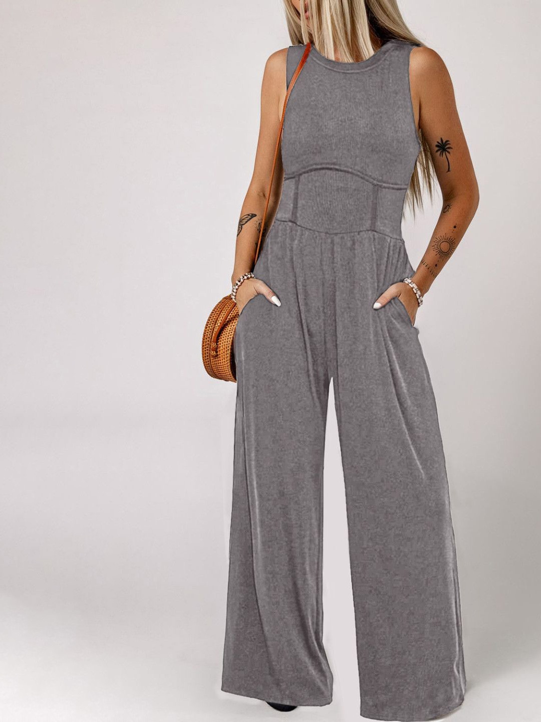 

StyleCast Women Solid Basic Jumpsuit, Grey