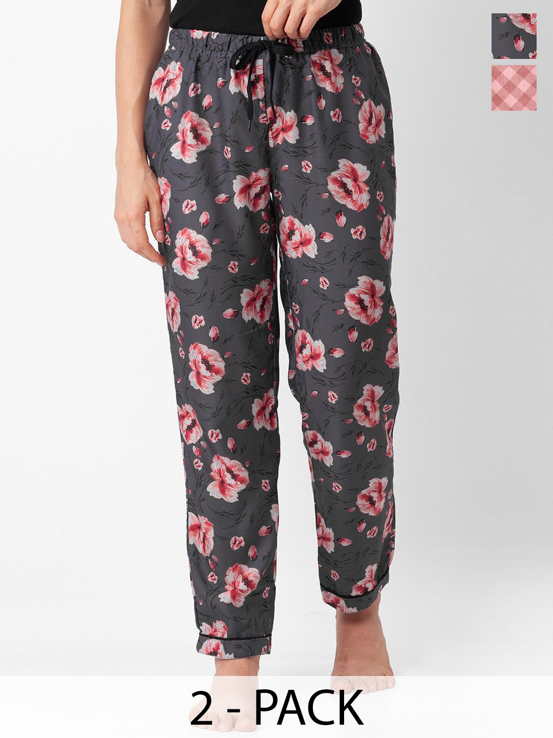 

FashionRack Women Pack Of 2 Printed Lounge Pants, Grey