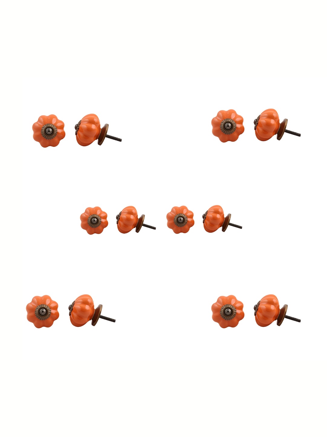 

Indianshelf 6-Pcs Orange Printed Ceramic Knobs